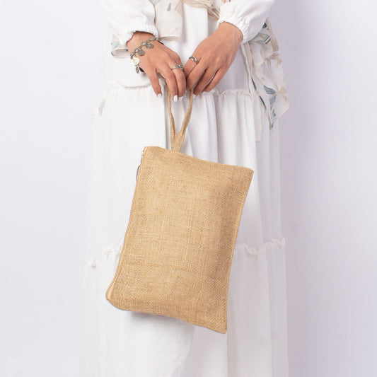 Jute rectangular clutch