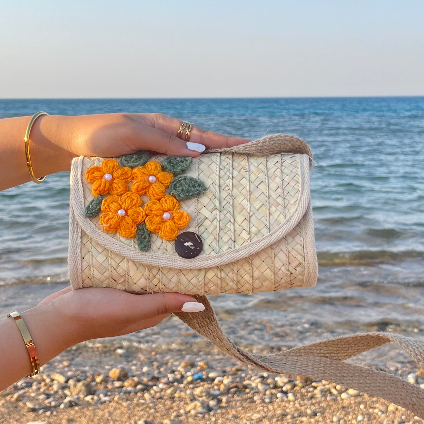 Orange bloom cross bag