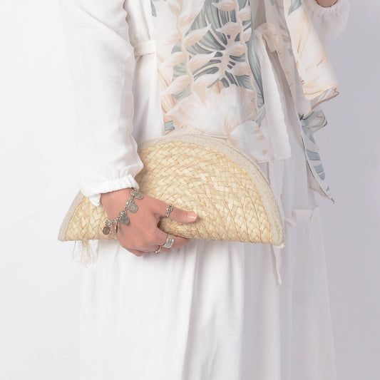 Plain half moon clutch