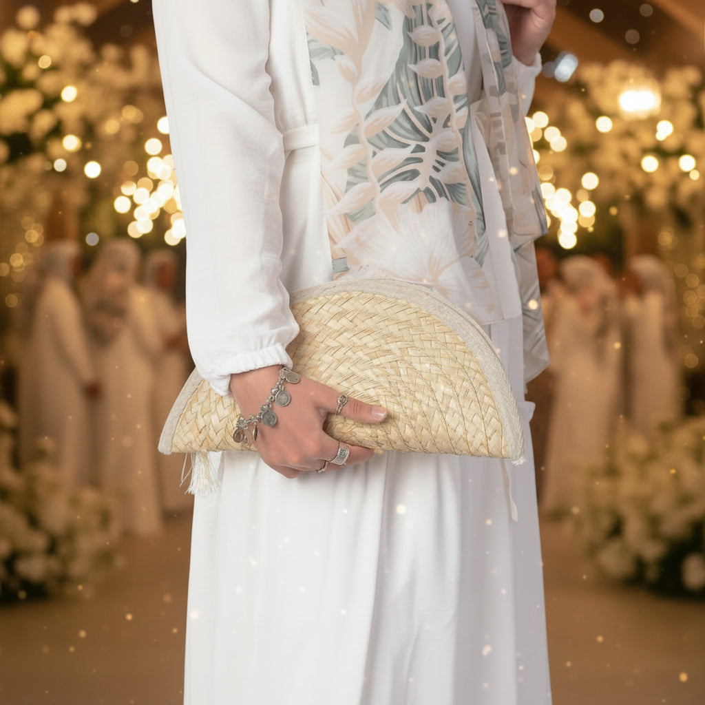Plain half moon clutch