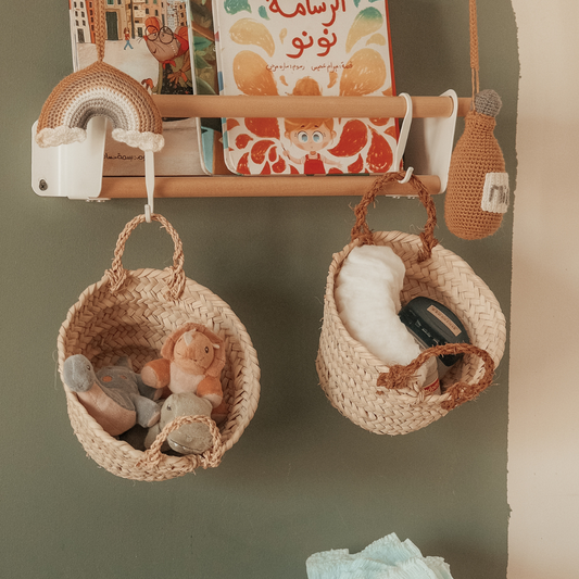Basket with coir handles