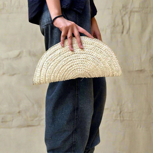 Seashell half moon clutch