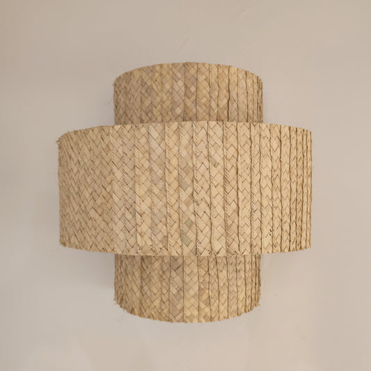 Woven palm lampshade with wide band by Khoos