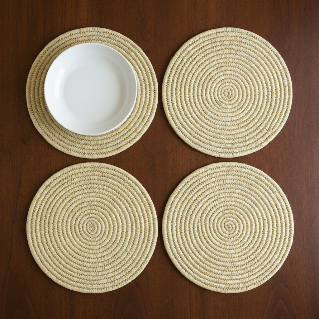 Round heat-resistant woven placemats, additional view — Khoos