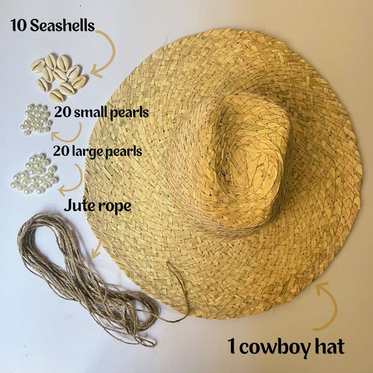 طقم اصنعها بنفسك - قبعة ساحلية أنيقة من أوراق النخيل