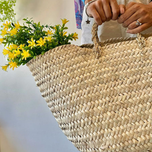 Woven basket bag - Short handle