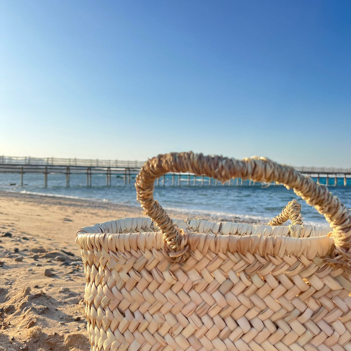 Woven bag with sisal handle