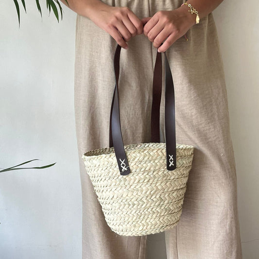 Tuta plus - palm tote with leather handles