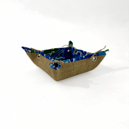 Blue khayamiya jute plate, additional view — Khoos