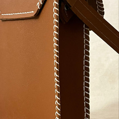 Leather x palm leaves cross bag