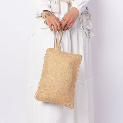 Jute rectangular clutch