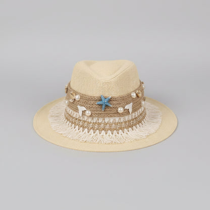 Seaside fedora hat in beige woven palm — Khoos