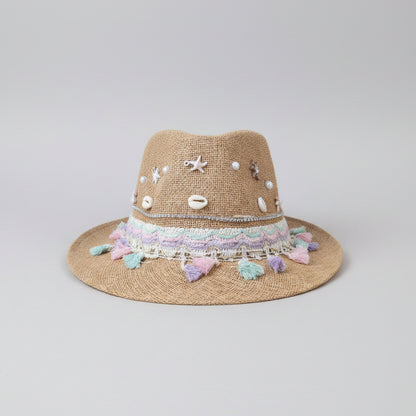Brown Seaside fedora hat, styled view — Khoos