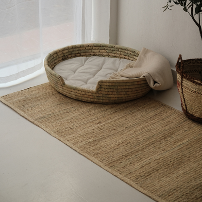 Handwoven palm-leaf rug, view 3 — Khoos