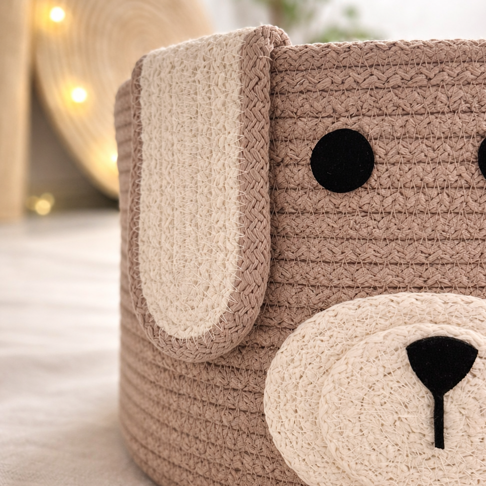 Puppy Jute Storage Basket