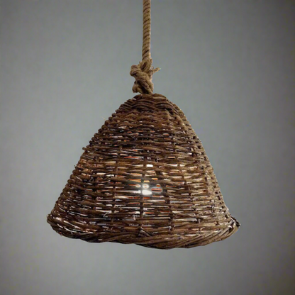 NEST woven palm pendant light, view 3 — Khoos