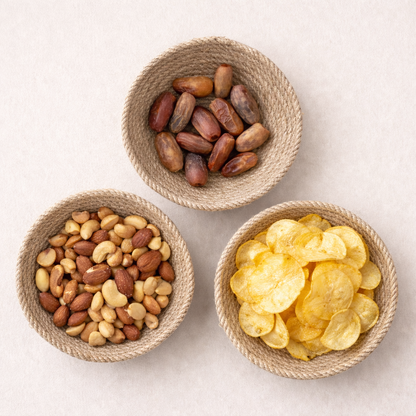 Gathering Trio nesting woven jute bowls — Khoos