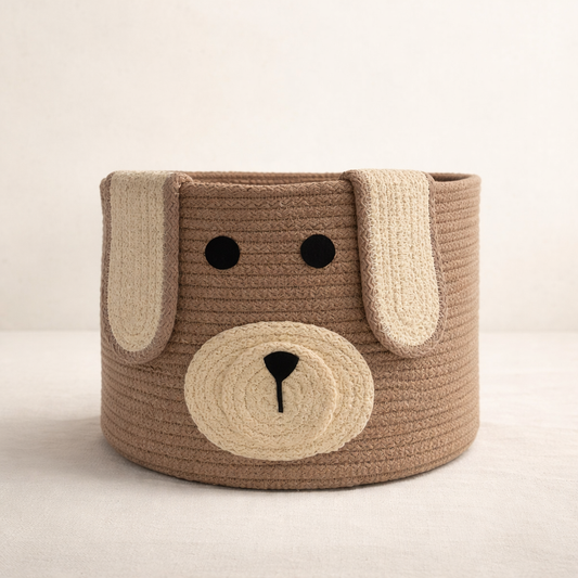 Puppy Jute Storage Basket
