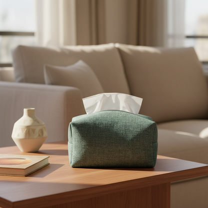 Jute tissue box cover, additional view — Khoos