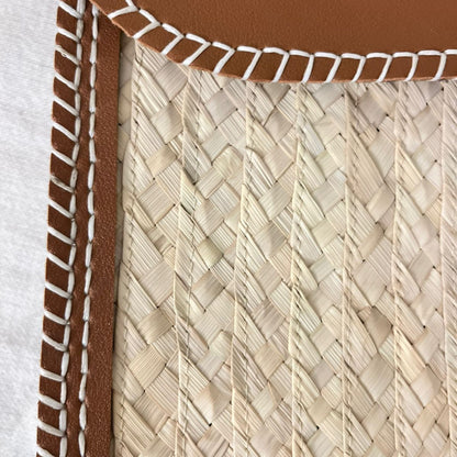 Leather x palm leaves cross bag