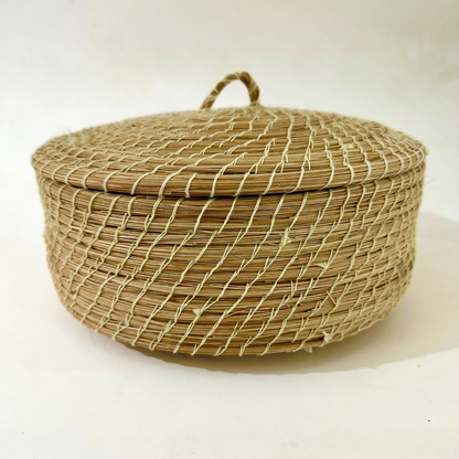 THREADS lidded woven storage box, view 3 — Khoos