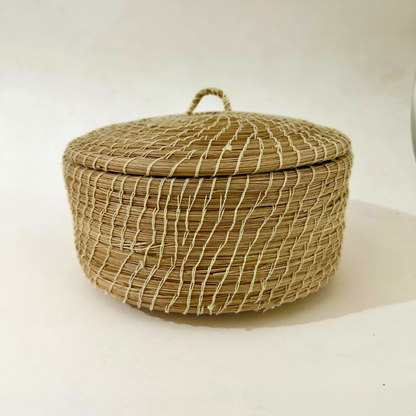 THREADS lidded woven storage box, view 4 — Khoos