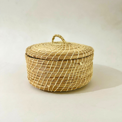 THREADS lidded woven storage box, view 5 — Khoos