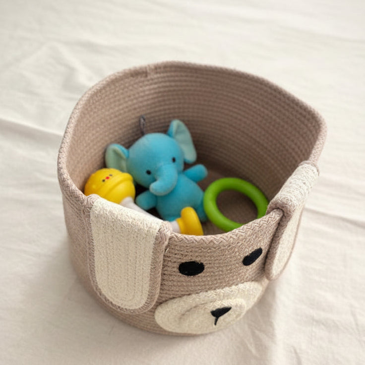 Puppy Jute Storage Basket