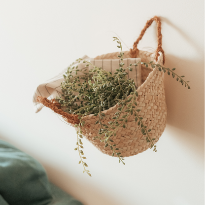 Basket with coir handles