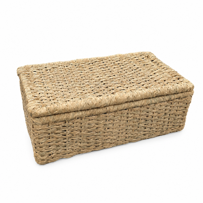 SAHARA handwoven palm storage chest with lid — Khoos