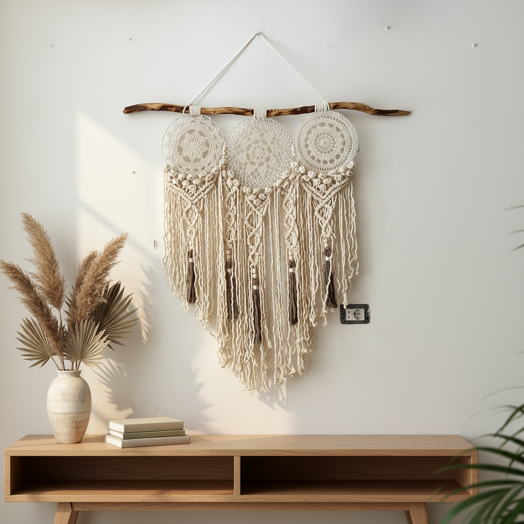 The Oasis Trio crochet and macrame wall statement — Khoos