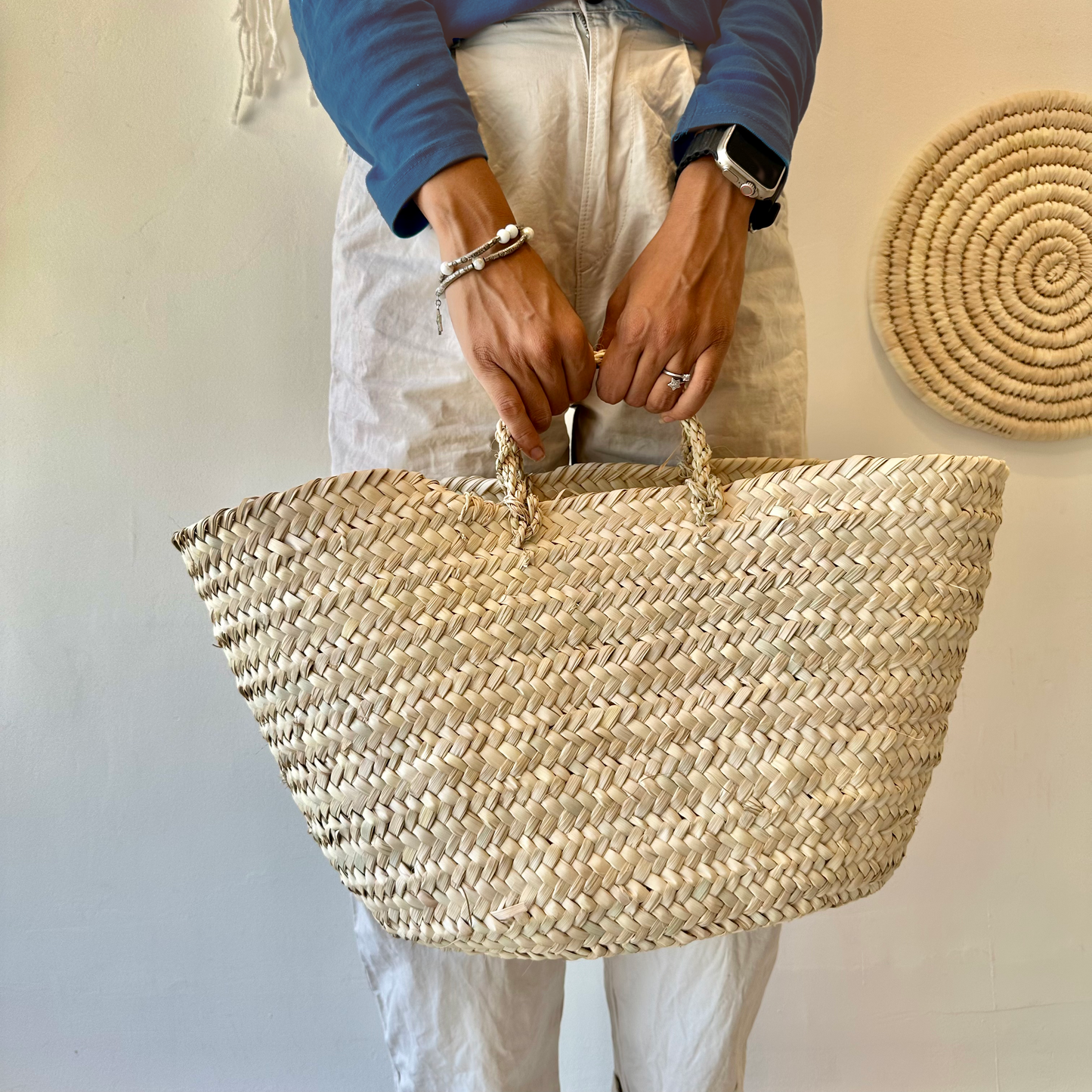 Woven basket bag - Short handle