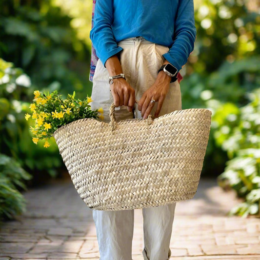 Woven basket bag - Short handle