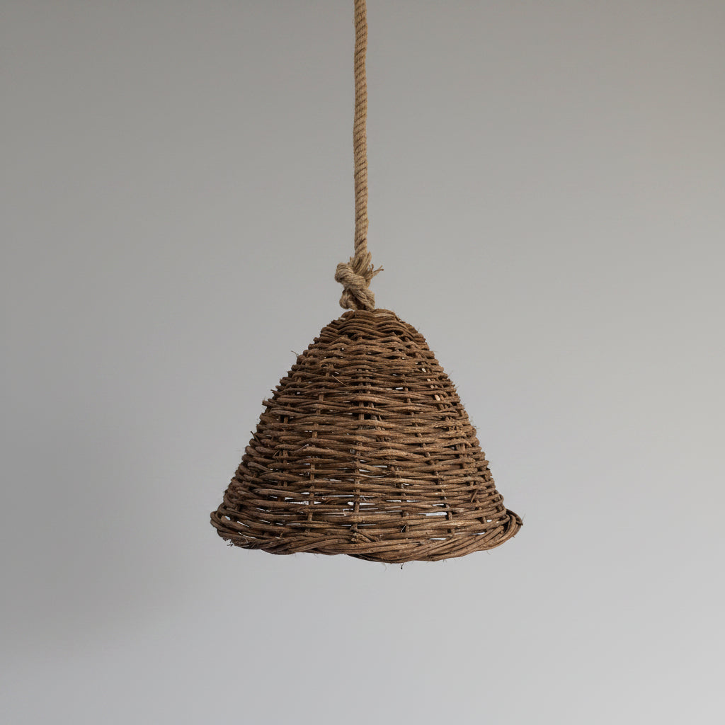 NEST woven palm pendant light, view 2 — Khoos