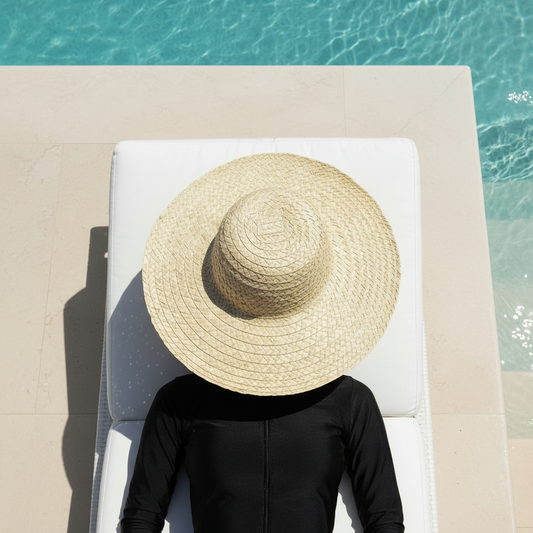PALMERA sun hat in handwoven palm leaf, handmade in Egypt by Khoos