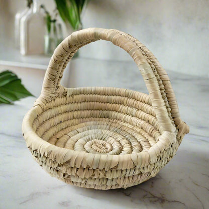 Sunwoven palm basket, handmade in Egypt by Khoos