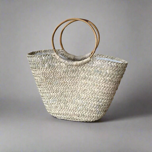 Boho Breeze Basket Bag With Bamboo Handles