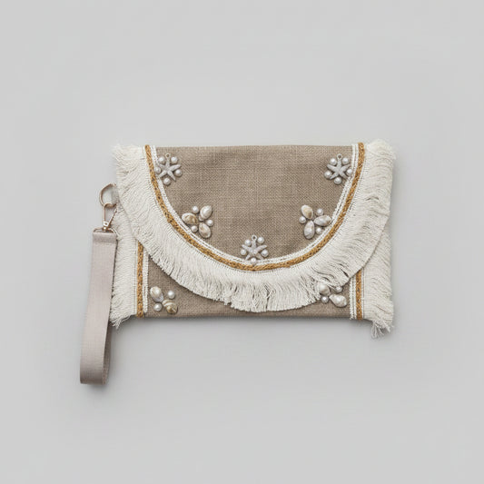 Pearl Fringe Clutch