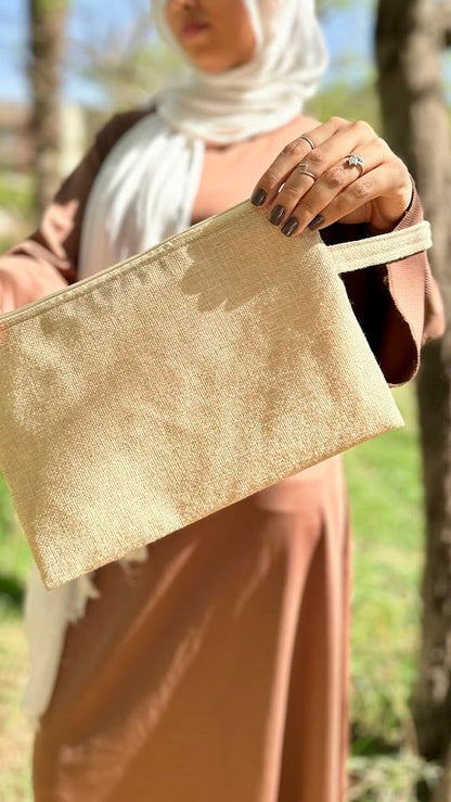 Jute rectangular clutch