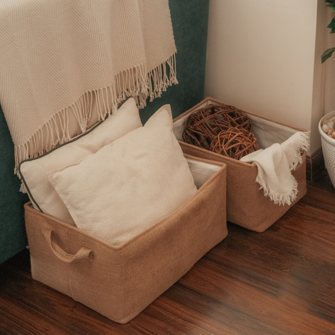 Jute Containers Jute storage basket – Khoos
