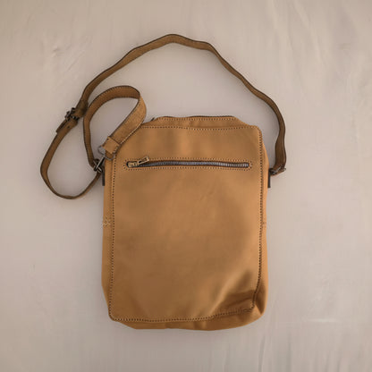 Leather and palm crossbody, back view — Khoos