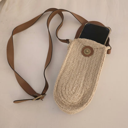 Woven phone crossbody, phone inside — Khoos