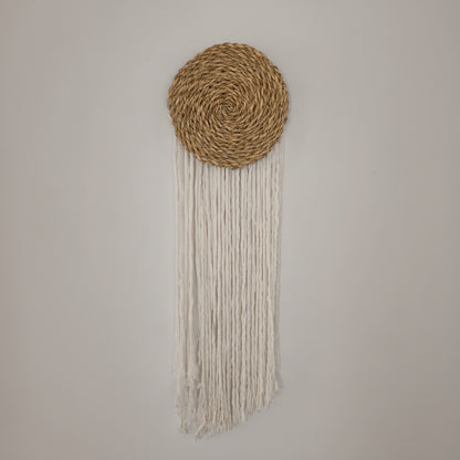 Macrame wall hanging with seagrass disc by Khoos