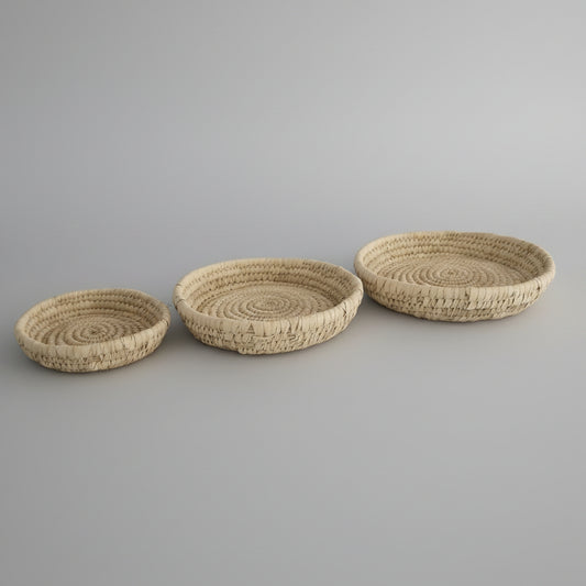 Doum coiled palm-leaf bowls, set of three — Khoos