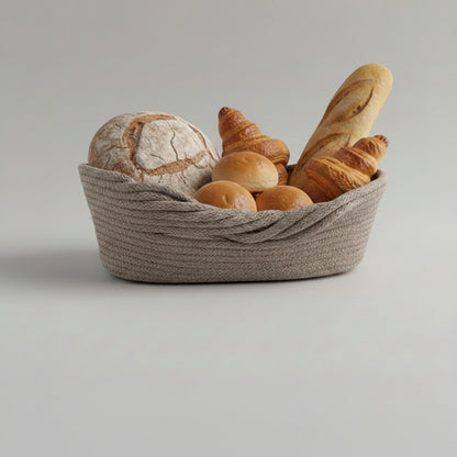 Oval grey rope basket by Khoos