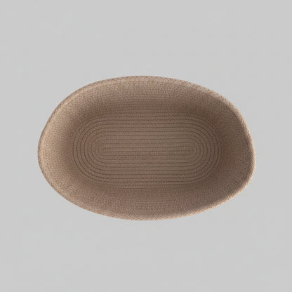 Oval grey rope basket, top view — Khoos