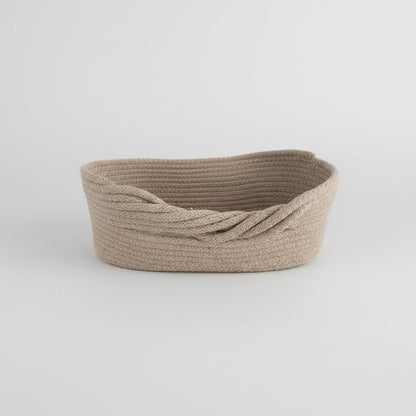 Oval grey rope basket, side view — Khoos