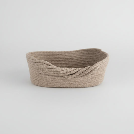 Oval grey rope basket, side view — Khoos
