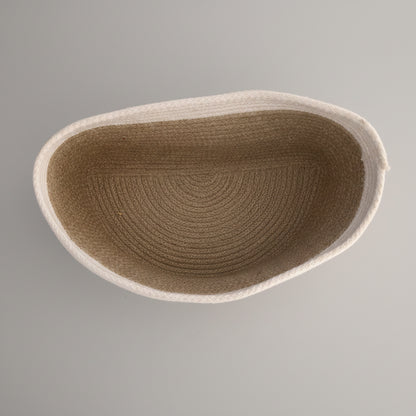 Oval rope basket with white rim, inside view — Khoos