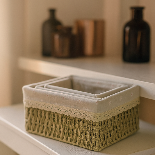 Handwoven Storage and Organizer Basket Set (Set of 3)
